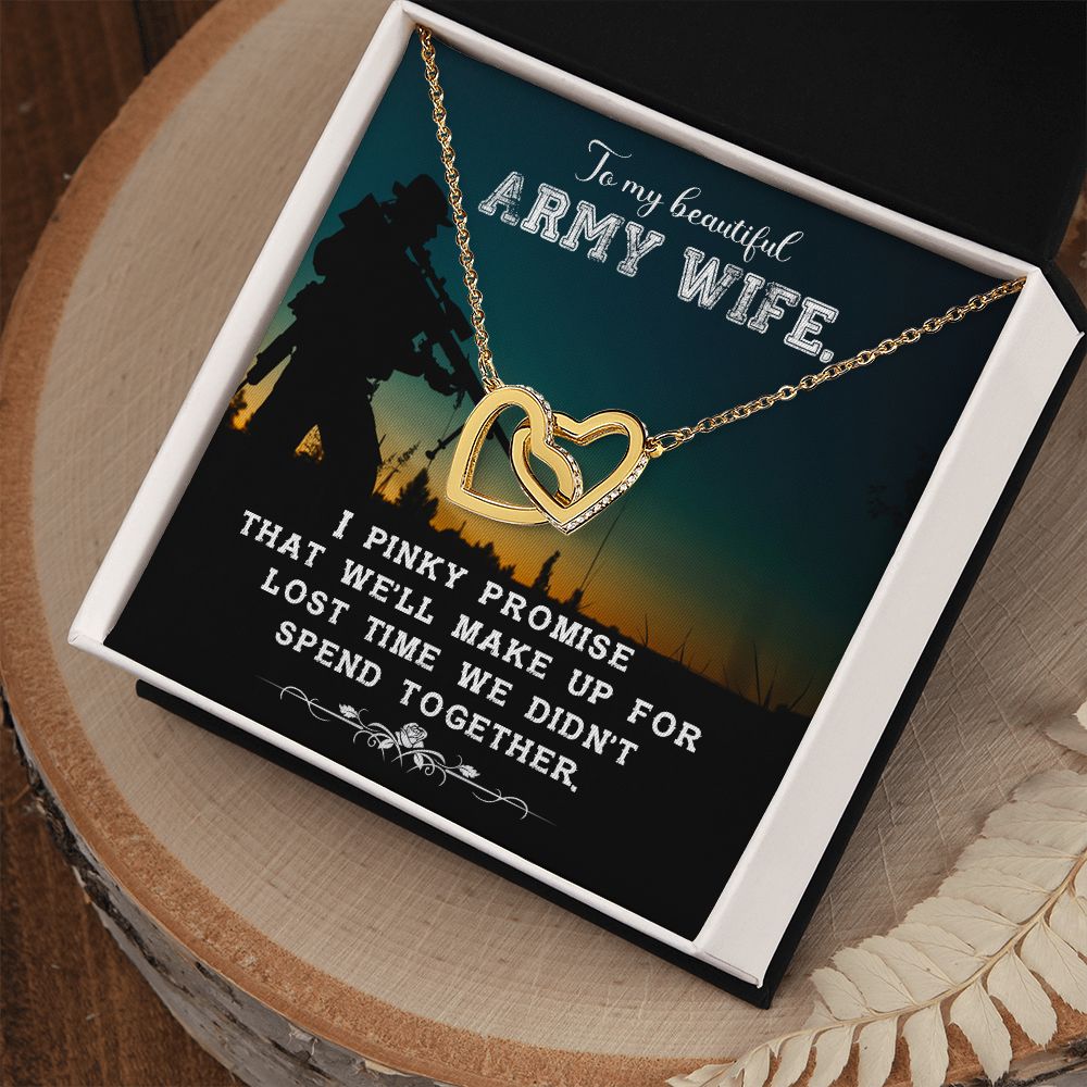 To My Beautiful Army Wife - Interlocking Hearts Necklace