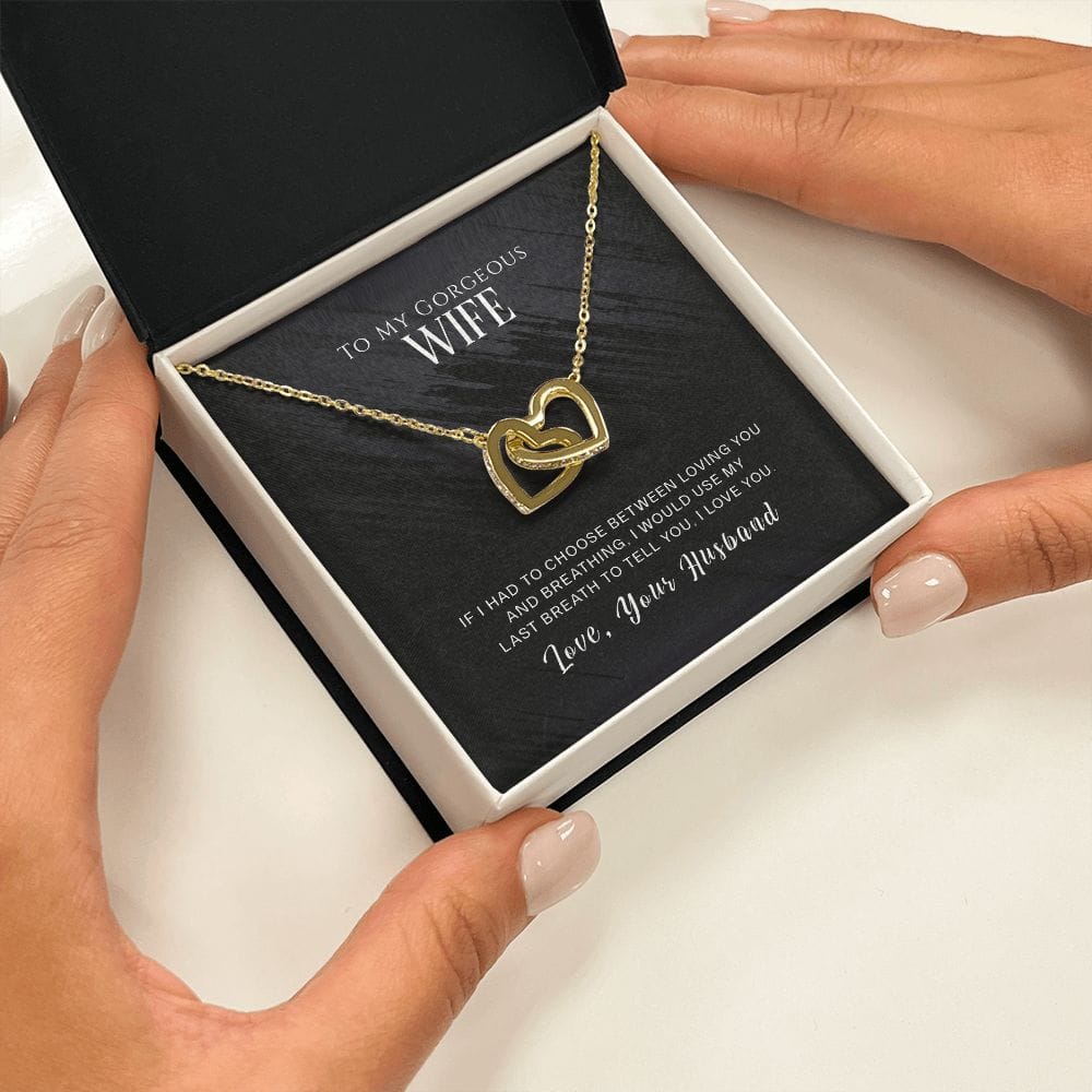 To My Gorgeous Wife - Interlocking Hearts Necklace