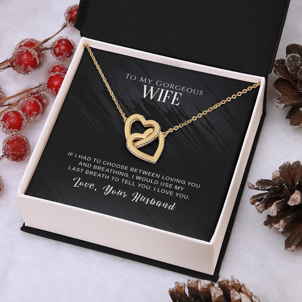 To My Gorgeous Wife - Interlocking Hearts Necklace