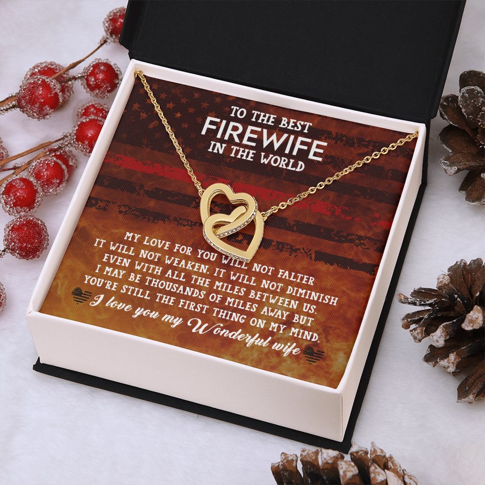 To My Firelighter Wife - Interlocking Hearts Necklace