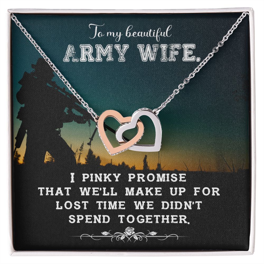 To My Beautiful Army Wife - Interlocking Hearts Necklace