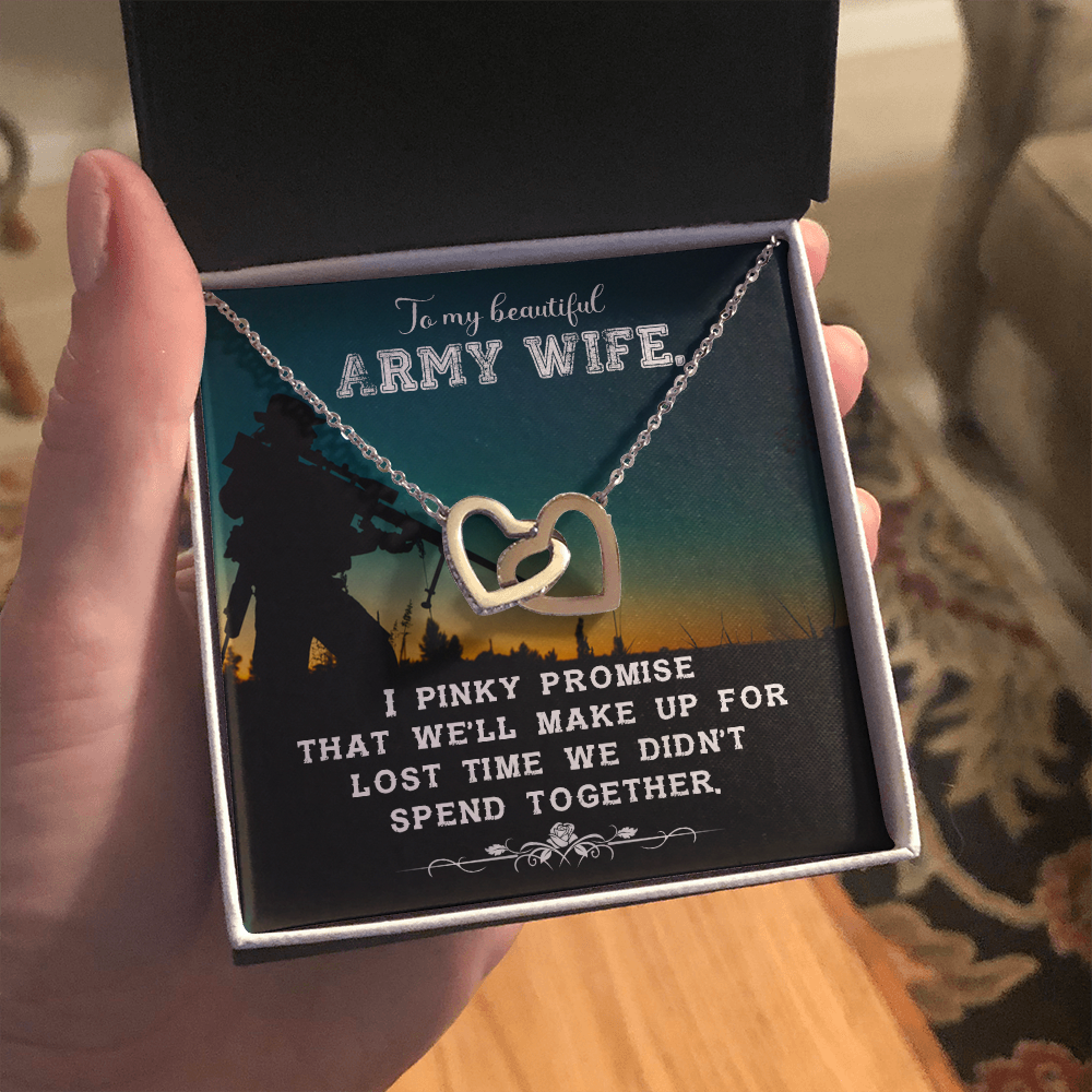 To My Beautiful Army Wife - Interlocking Hearts Necklace