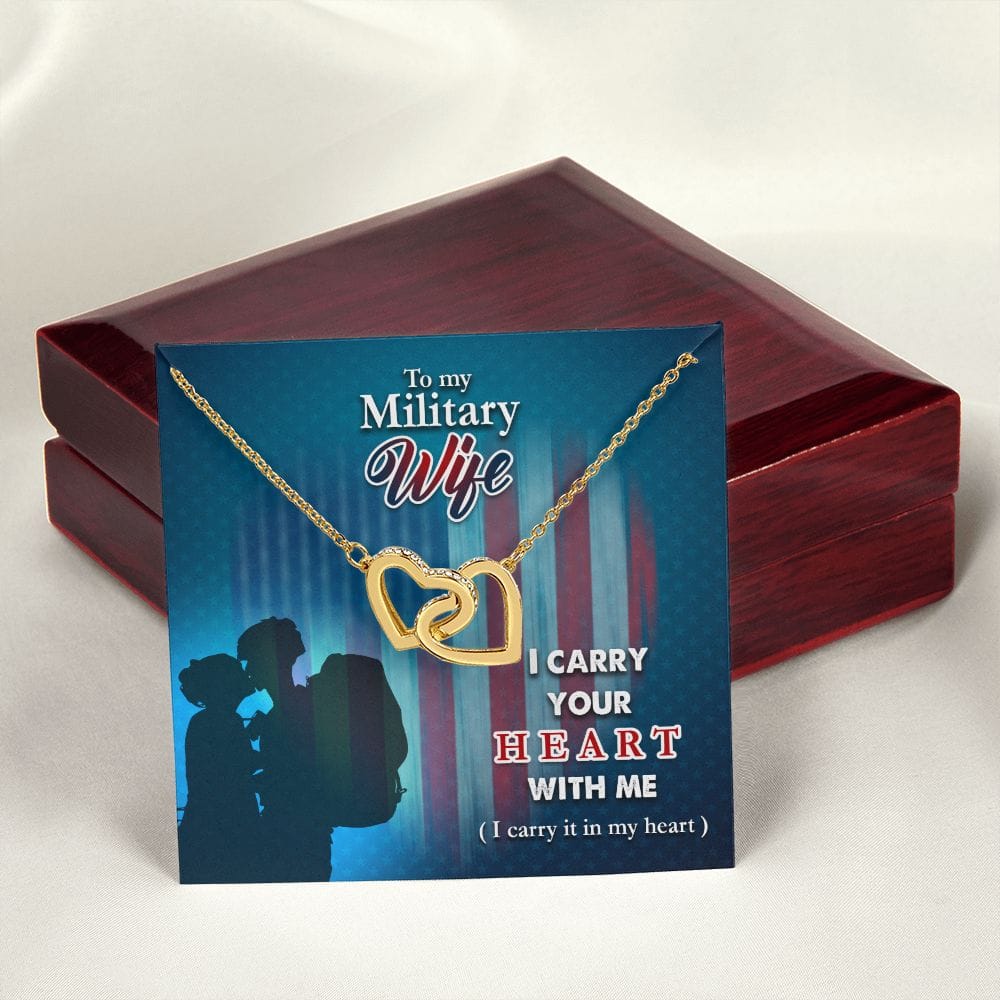 To My Military Wife - Interlocking Hearts Necklace