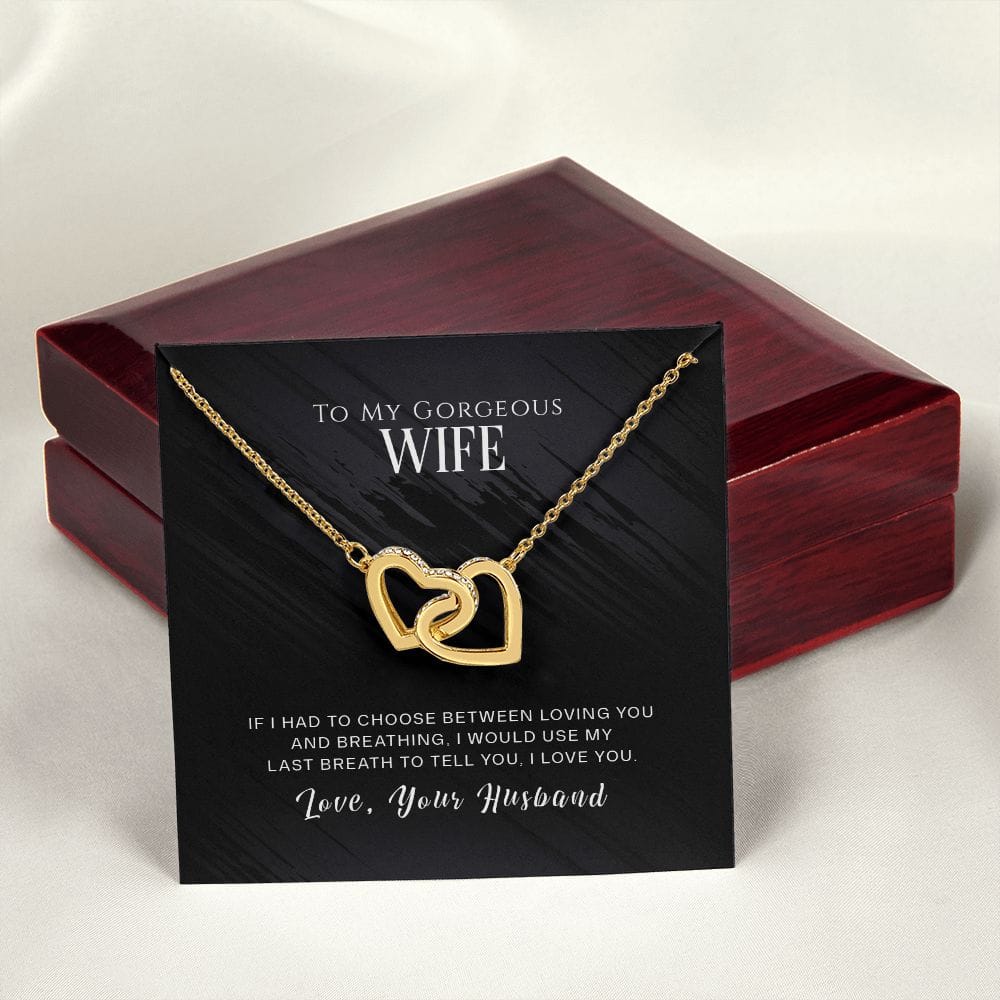 To My Gorgeous Wife - Interlocking Hearts Necklace