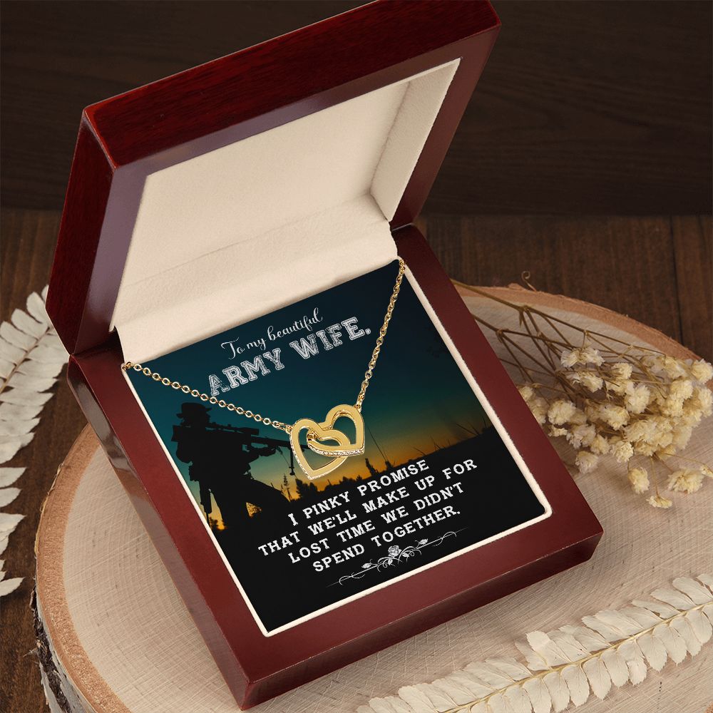 To My Beautiful Army Wife - Interlocking Hearts Necklace