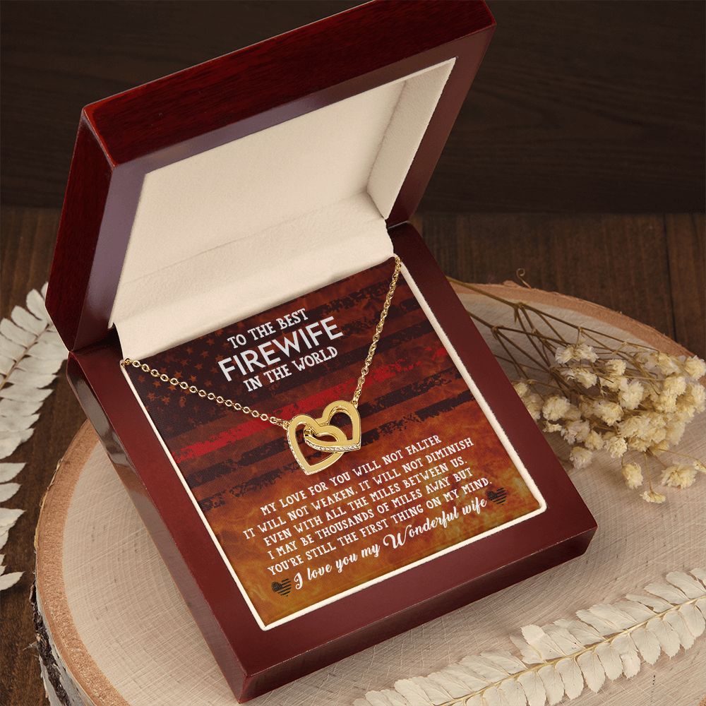 To My Firelighter Wife - Interlocking Hearts Necklace