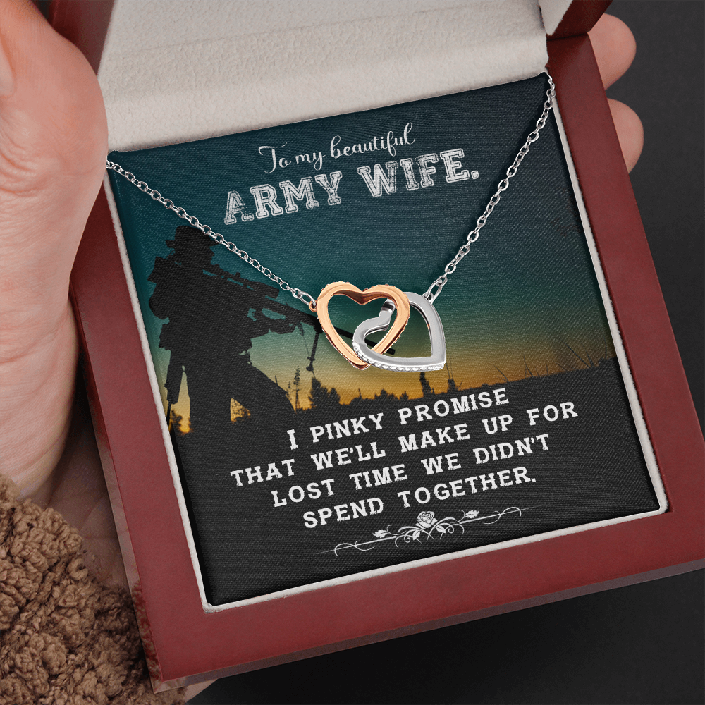 To My Beautiful Army Wife - Interlocking Hearts Necklace