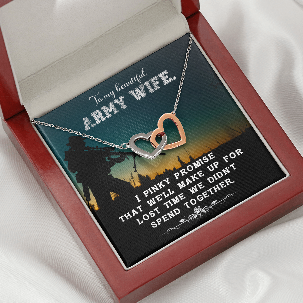 To My Beautiful Army Wife - Interlocking Hearts Necklace