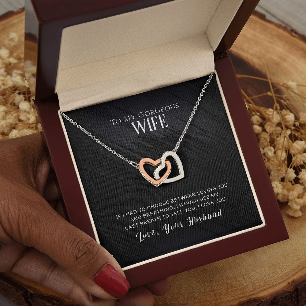 To My Gorgeous Wife - Interlocking Hearts Necklace