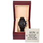 To My Son - Funny Birthday - Black Chronograph Watch With Card