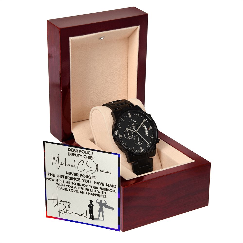 Police Retirement - Black Watch With Card
