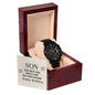 To My Son - Funny Birthday - Black Chronograph Watch With Card