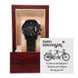 Happy Anniversary To My Husband - Black Chronograph Watch With Card