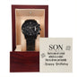 To My Son - Funny Birthday - Black Chronograph Watch With Card