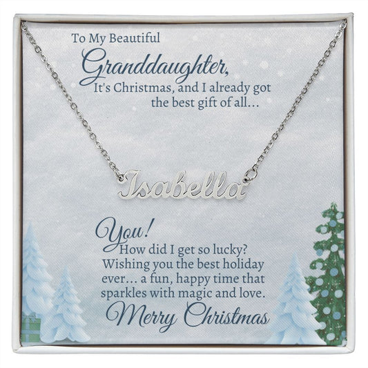 To My Beautiful Granddaughter - Name Necklace With Card