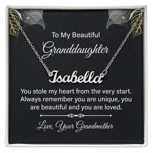 To My Beautiful Granddaughter - Custom Name Necklace with Card
