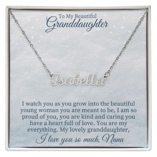 To My Beautiful Granddaughter - Name Necklace With Card