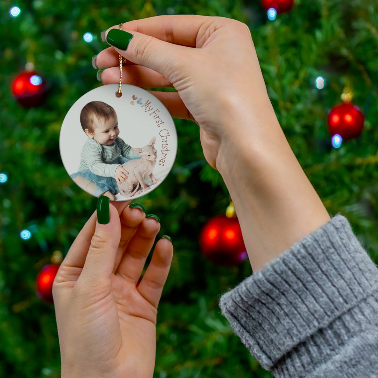 Babys First Christmas Ornament 2023 with Baby Stats and Photo