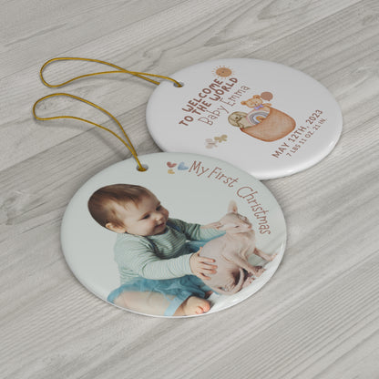 Babys First Christmas Ornament 2023 with Baby Stats and Photo