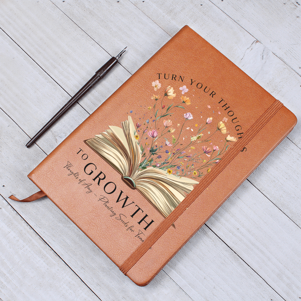 Personalized Leather Journal For Women with Custom Name - Turn Your Thoughts to Growth, Women Journal, Custom Leather Journal