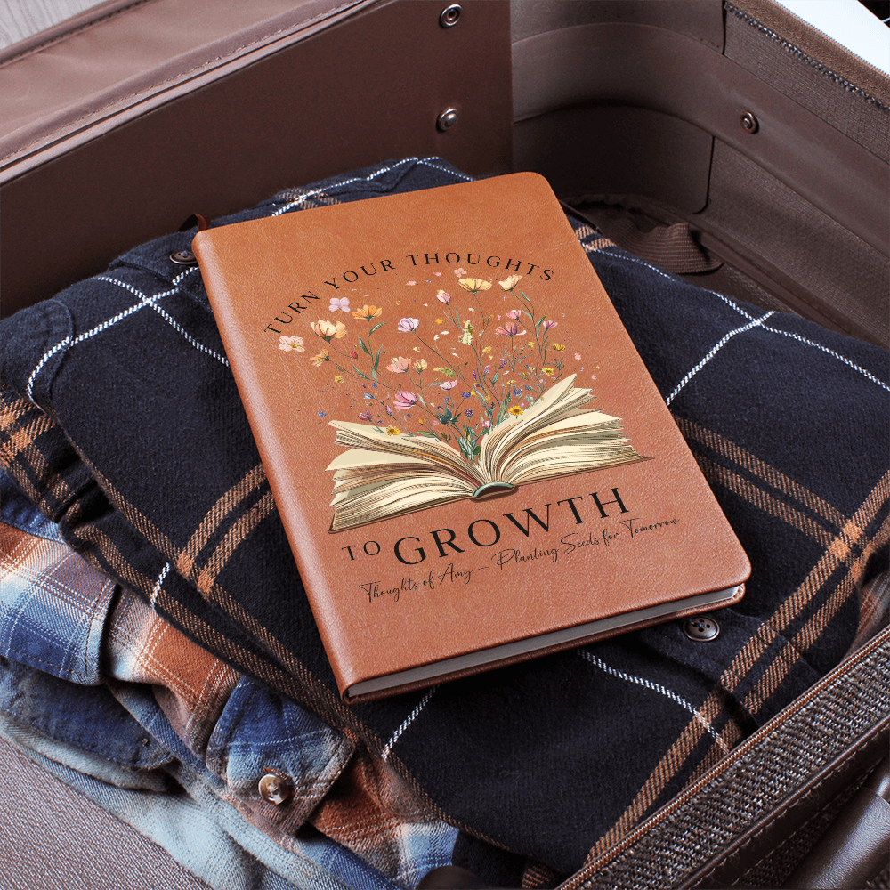 Personalized Leather Journal For Women with Custom Name - Turn Your Thoughts to Growth, Women Journal, Custom Leather Journal