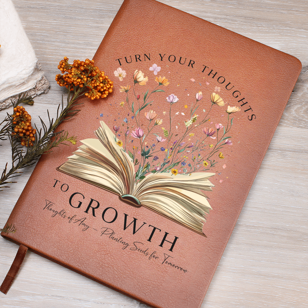 Personalized Leather Journal For Women with Custom Name - Turn Your Thoughts to Growth, Women Journal, Custom Leather Journal