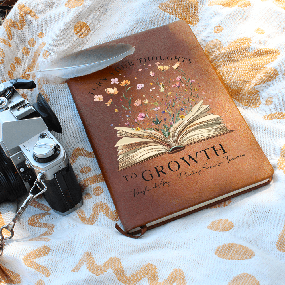 Personalized Leather Journal For Women with Custom Name - Turn Your Thoughts to Growth, Women Journal, Custom Leather Journal