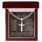To My Amazing  Grandson from Nana - Cuban Chain with Artisan Cross Necklace