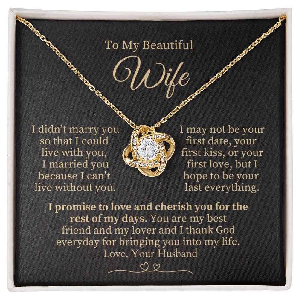 To My Beautiful Wife - Gold Knot Necklace