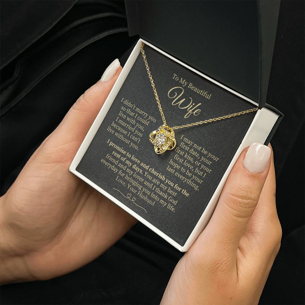 To My Beautiful Wife - Gold Knot Necklace