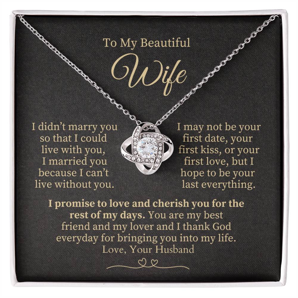 To My Beautiful Wife - Gold Knot Necklace