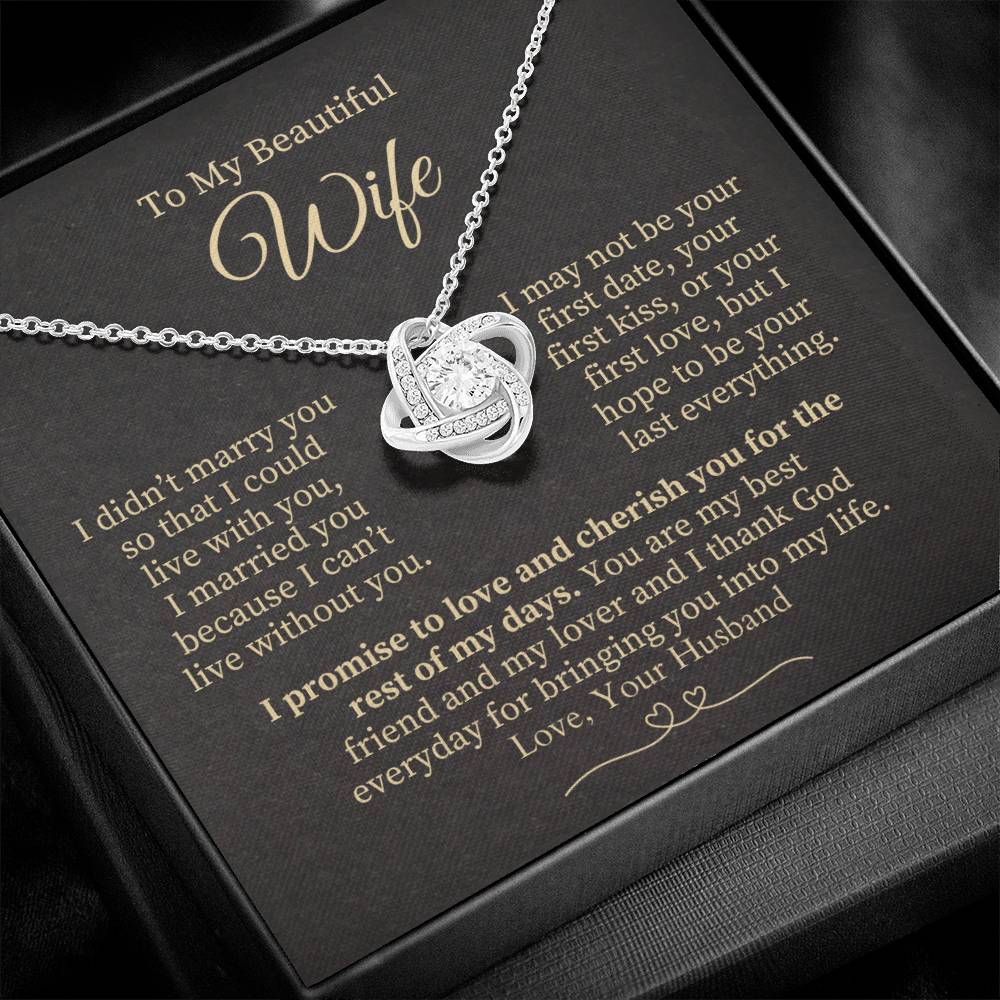 To My Beautiful Wife - Gold Knot Necklace