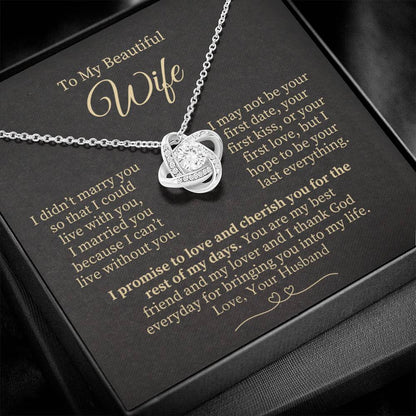 To My Beautiful Wife - Gold Knot Necklace