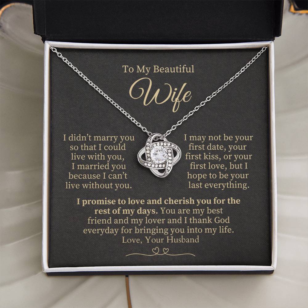 To My Beautiful Wife - Gold Knot Necklace