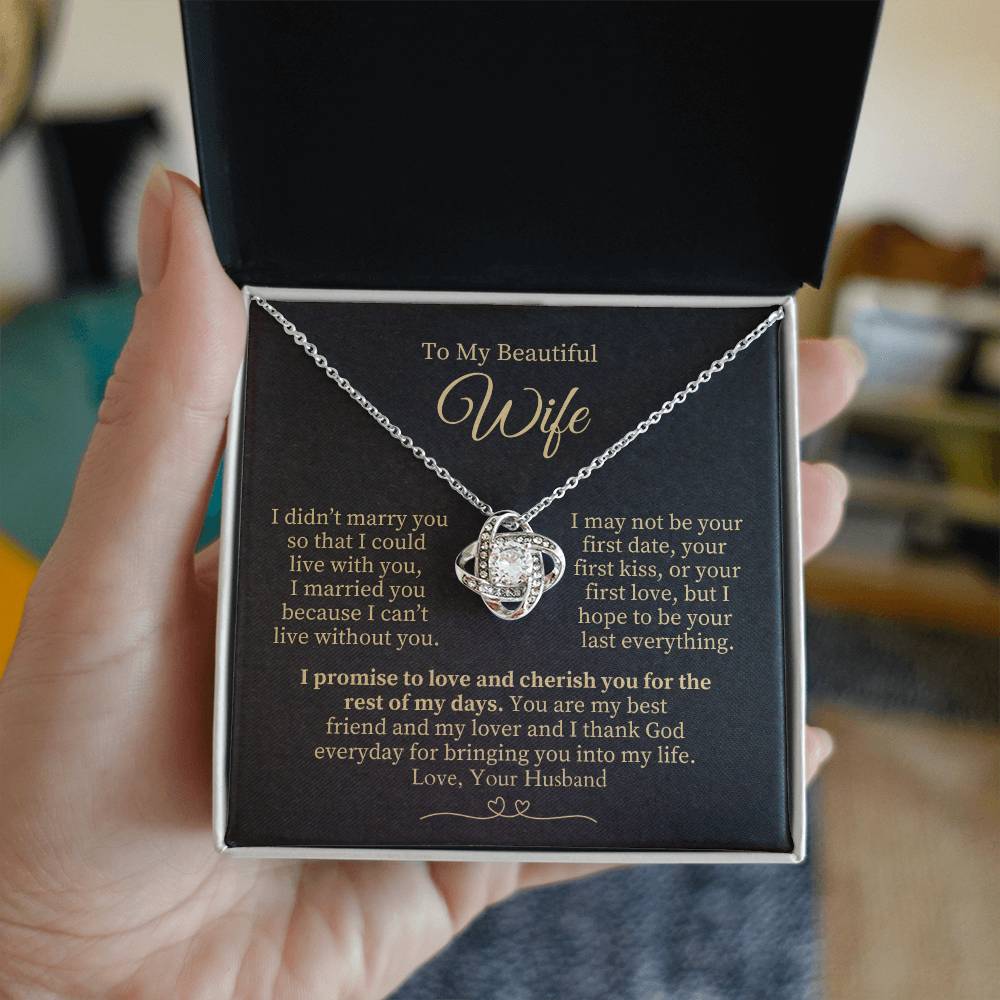 To My Beautiful Wife - Gold Knot Necklace