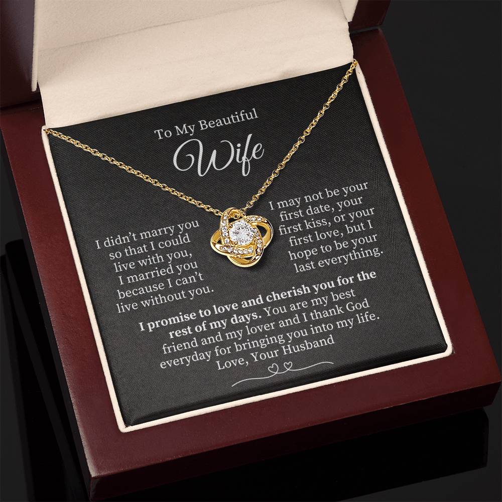 To My Beautiful Wife - Gold Knot Necklace