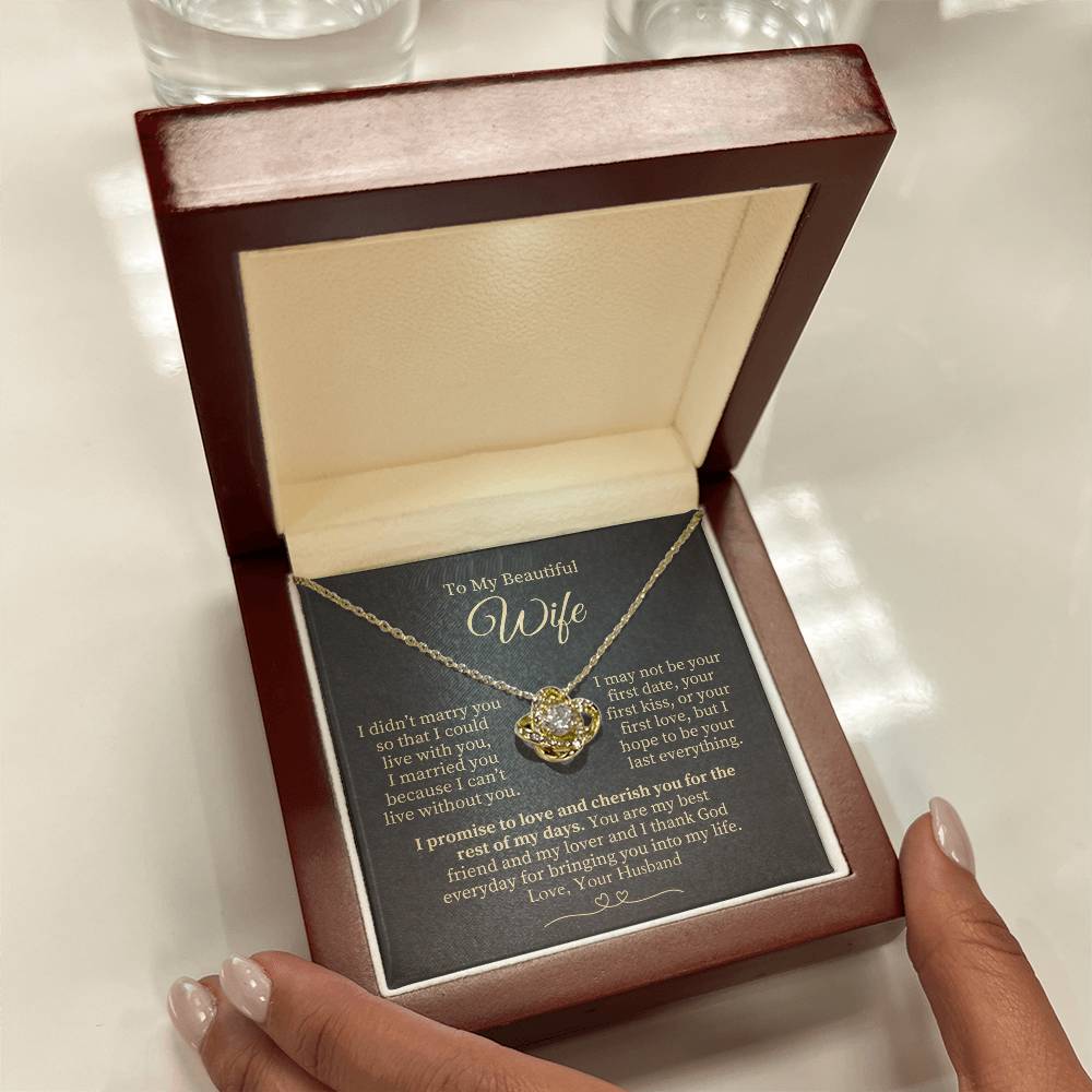 To My Beautiful Wife - Gold Knot Necklace