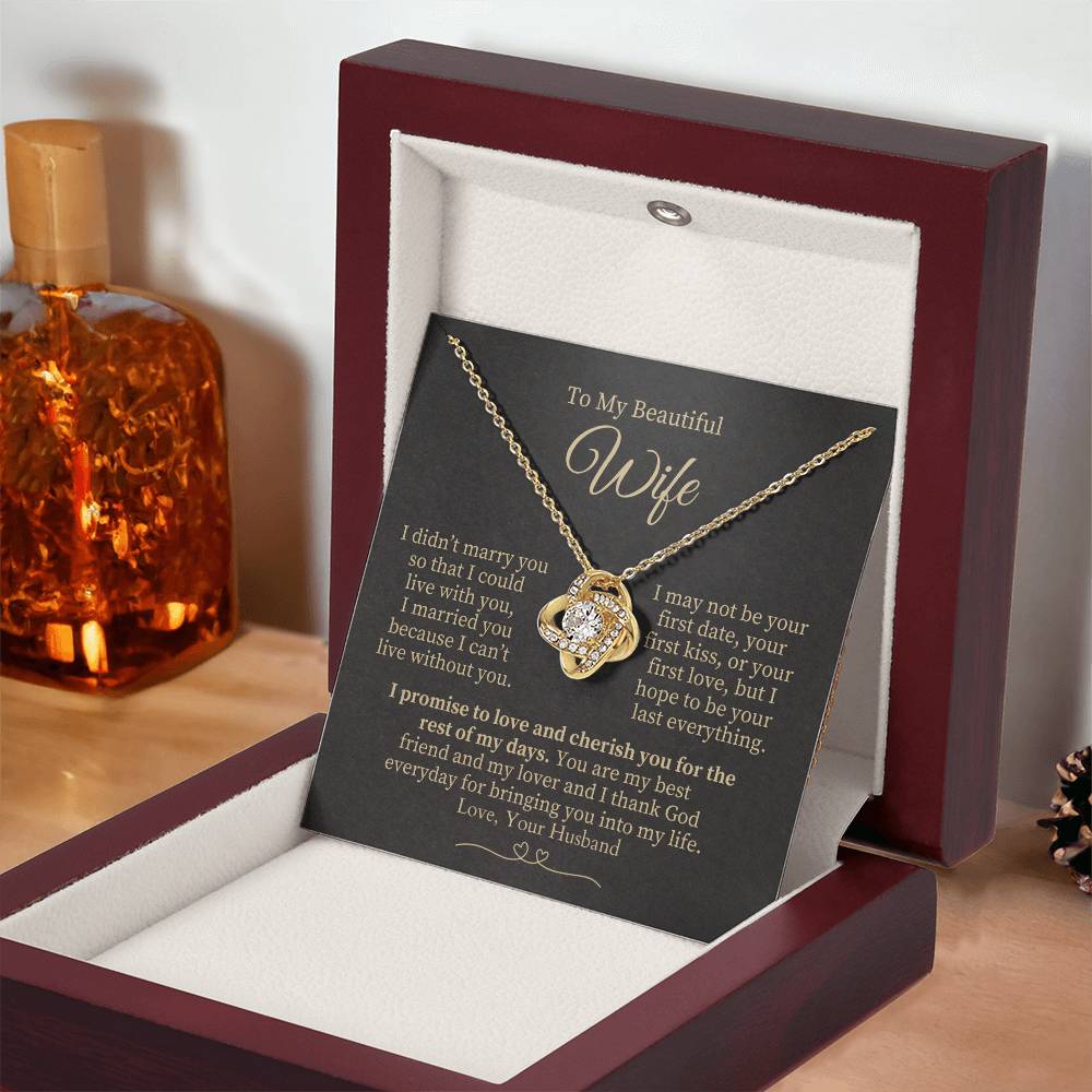 To My Beautiful Wife - Gold Knot Necklace