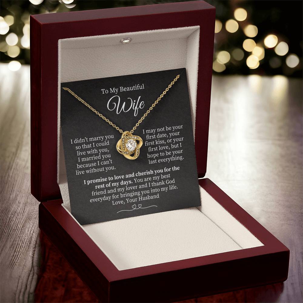 To My Beautiful Wife - Gold Knot Necklace