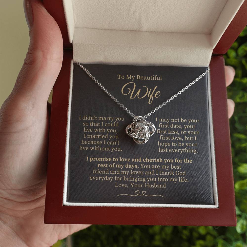 To My Beautiful Wife - Gold Knot Necklace