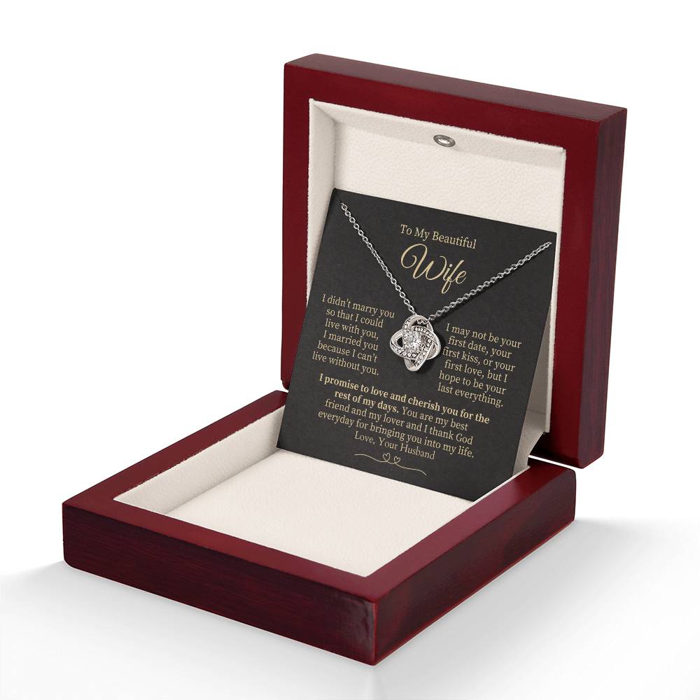 To My Beautiful Wife - Gold Knot Necklace
