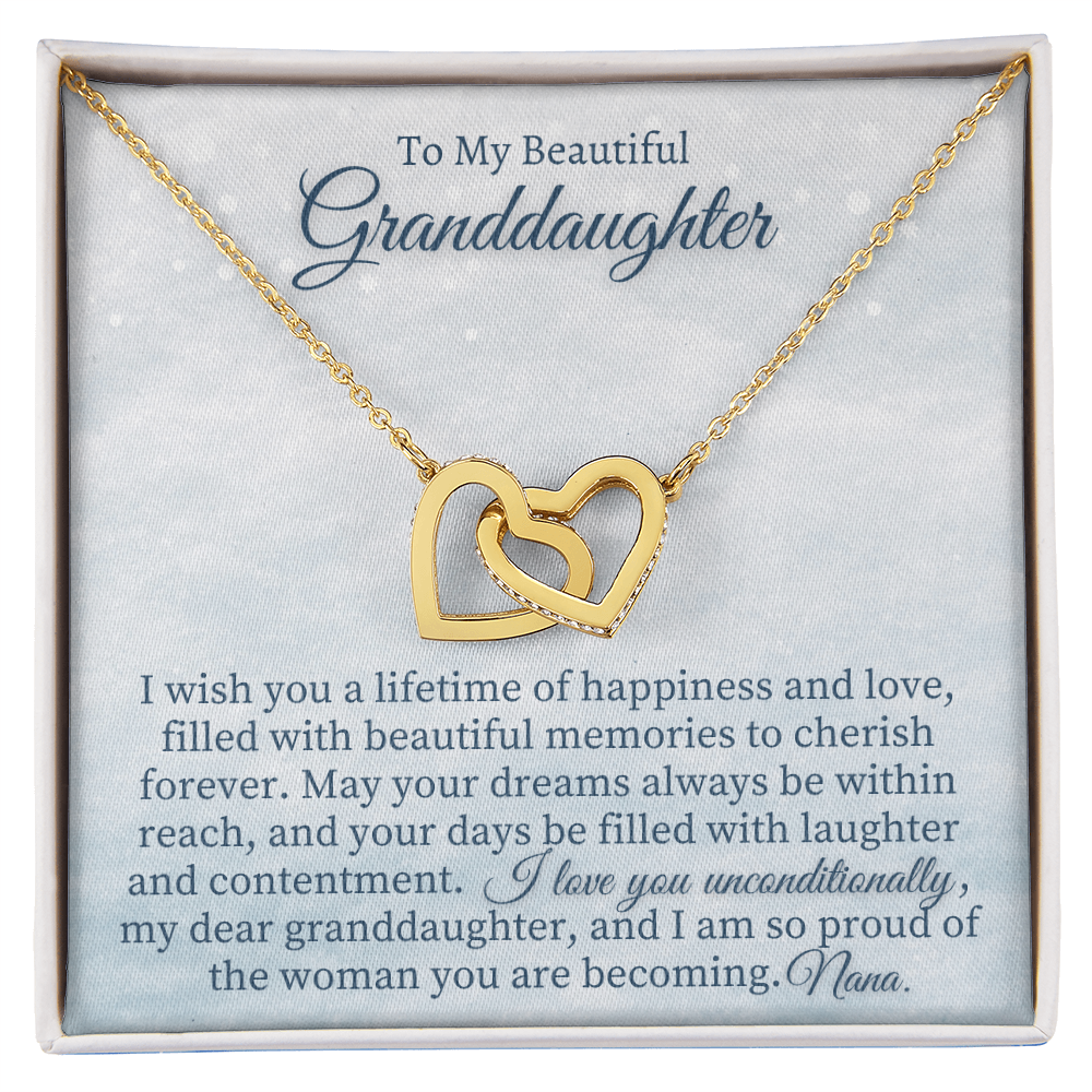 Granddaughter Gift from Grandma, Two heart pendants Necklace With Card from Nana