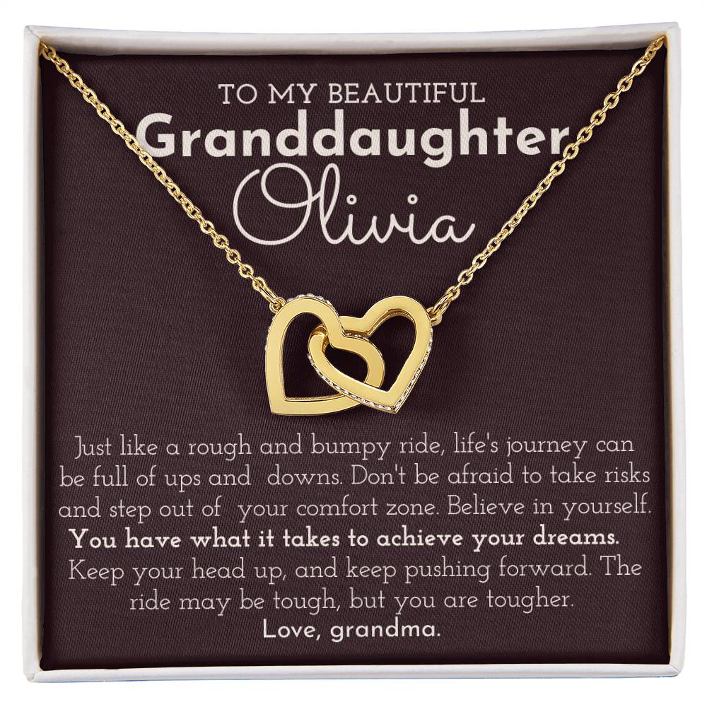 To My Granddaughter - Personalized Interlocking Hearts necklace
