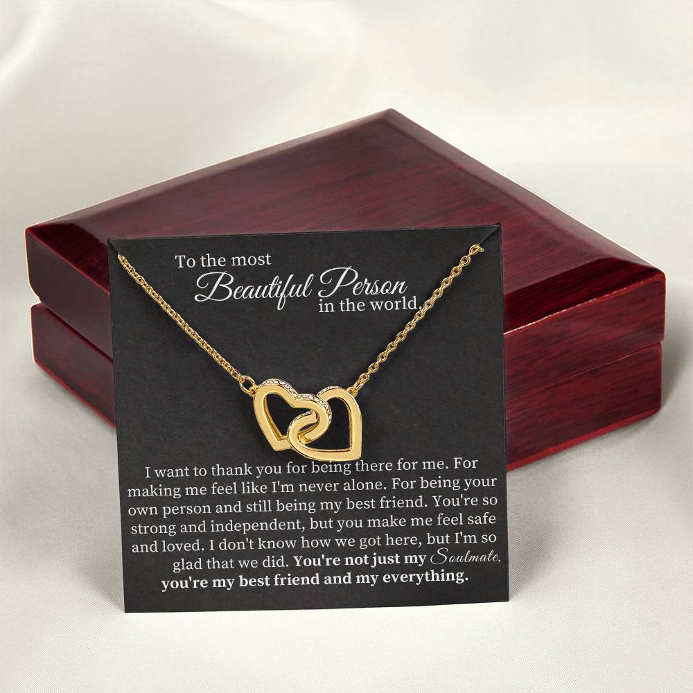 To the most  Beautiful Person  in the world - Interlocking Hearts necklace