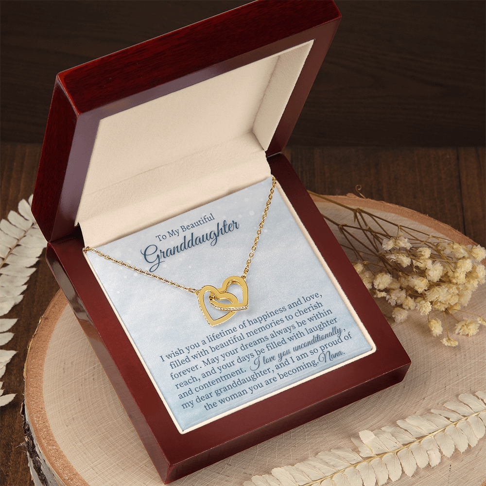 Granddaughter Gift from Grandma, Two heart pendants Necklace With Card from Nana