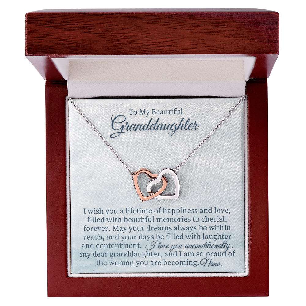 Granddaughter Gift from Grandma, Two heart pendants Necklace With Card from Nana