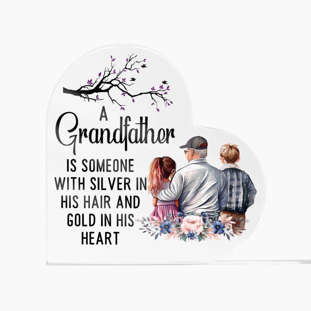 To My Grandfather - Acrylic Heart Plaque