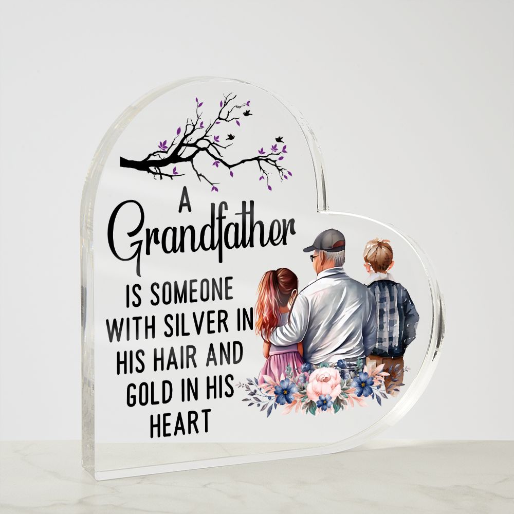 To My Grandfather - Acrylic Heart Plaque