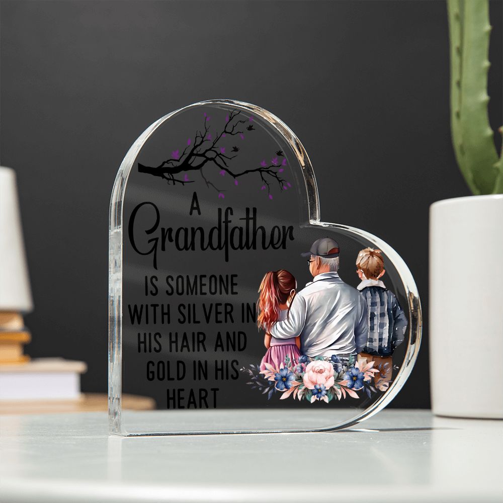 To My Grandfather - Acrylic Heart Plaque