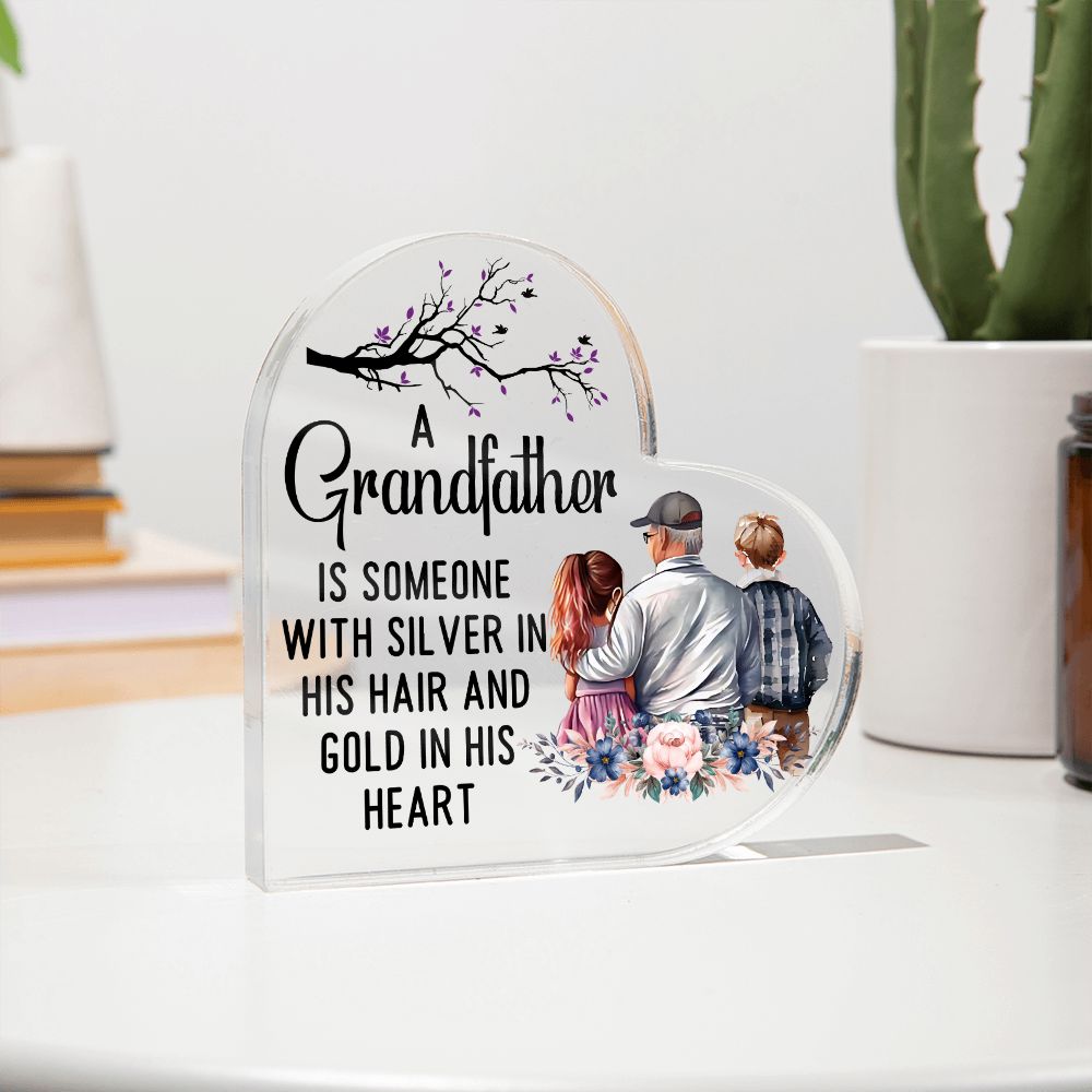 To My Grandfather - Acrylic Heart Plaque